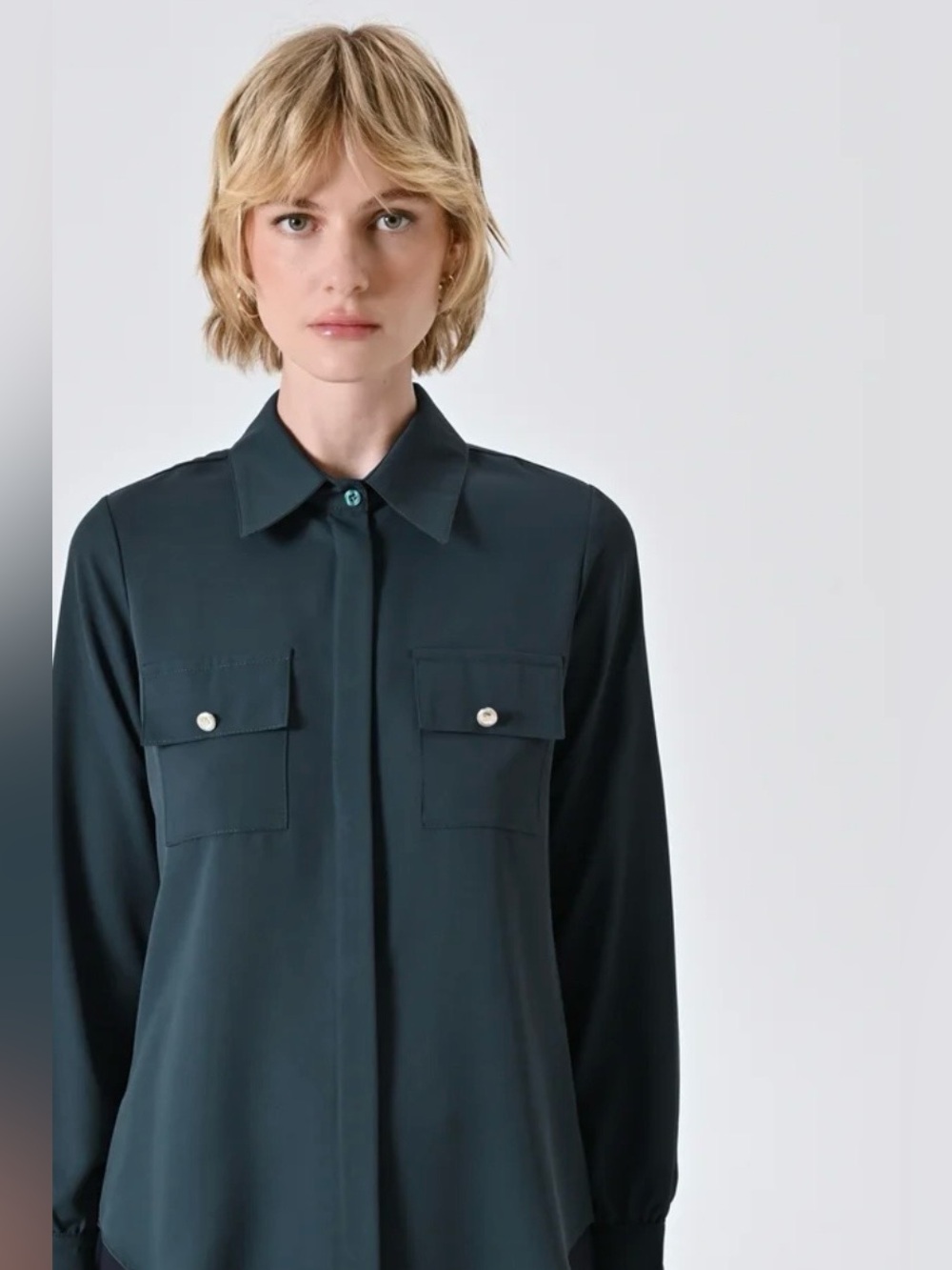 Ted Baker London Dark Green 100% Silk Shirt